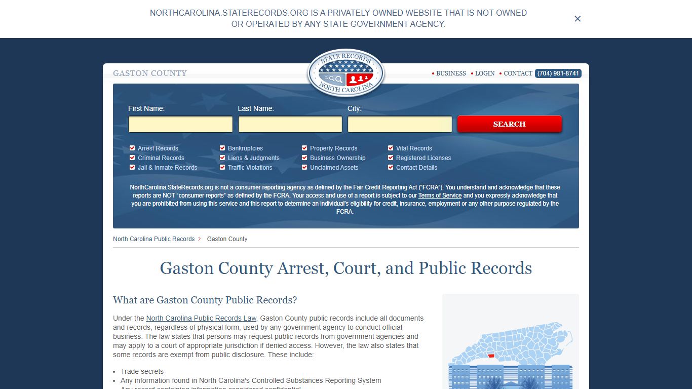 Gaston County Arrest, Court, and Public Records